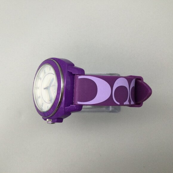 Coach Watch Women 40mm Purple Logo Dial Silicone Band New Battery main image 4